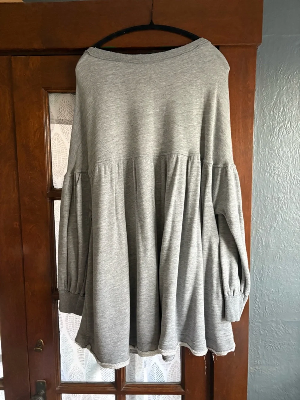 Free People Prudence Pullover Oversized Babydoll Mini Dress Heather Grey